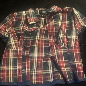 Cider Plaid Button Down Shirt - Burgundy and Navy